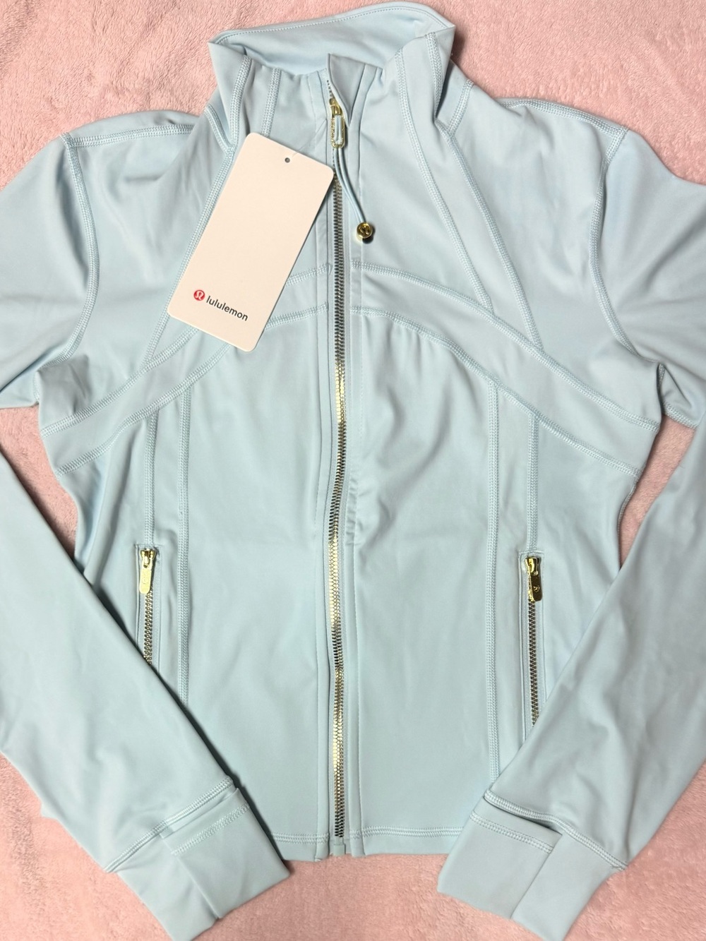 Lulu Define “Cropped” athletica Women's Light Blue Zip-Up Athletic Jacket